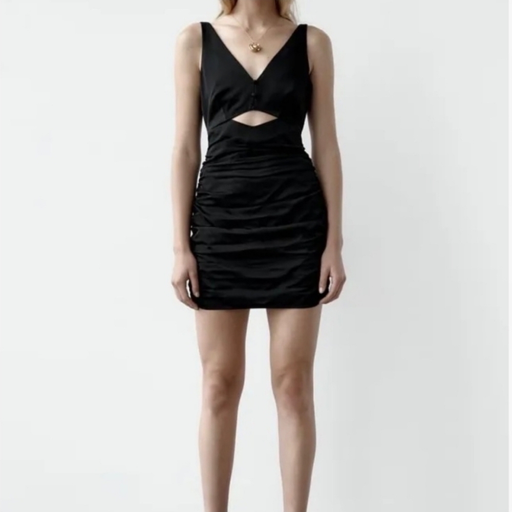 ZARA SATIN EFFECT CUT OUT DRESS Size M